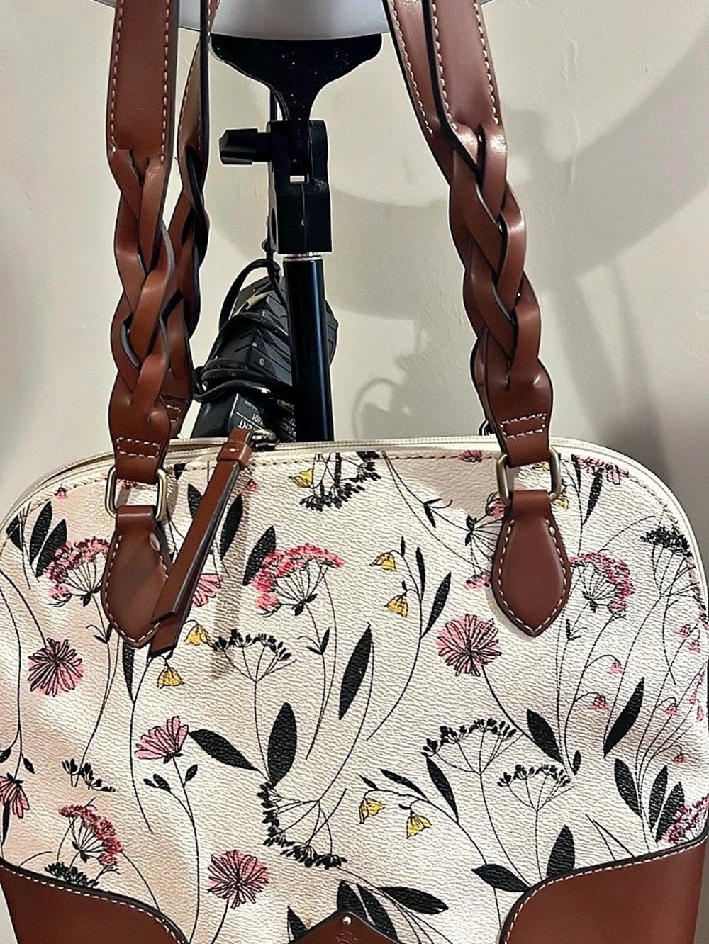 American Leather Co. Carrie Dome Satchel. Floral Shoulder Bag